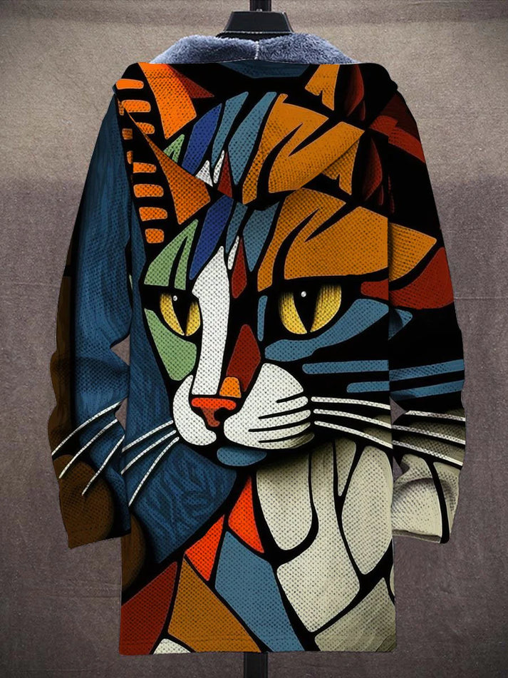 Katachtige | Fleece gevoerd vest met kattenprint