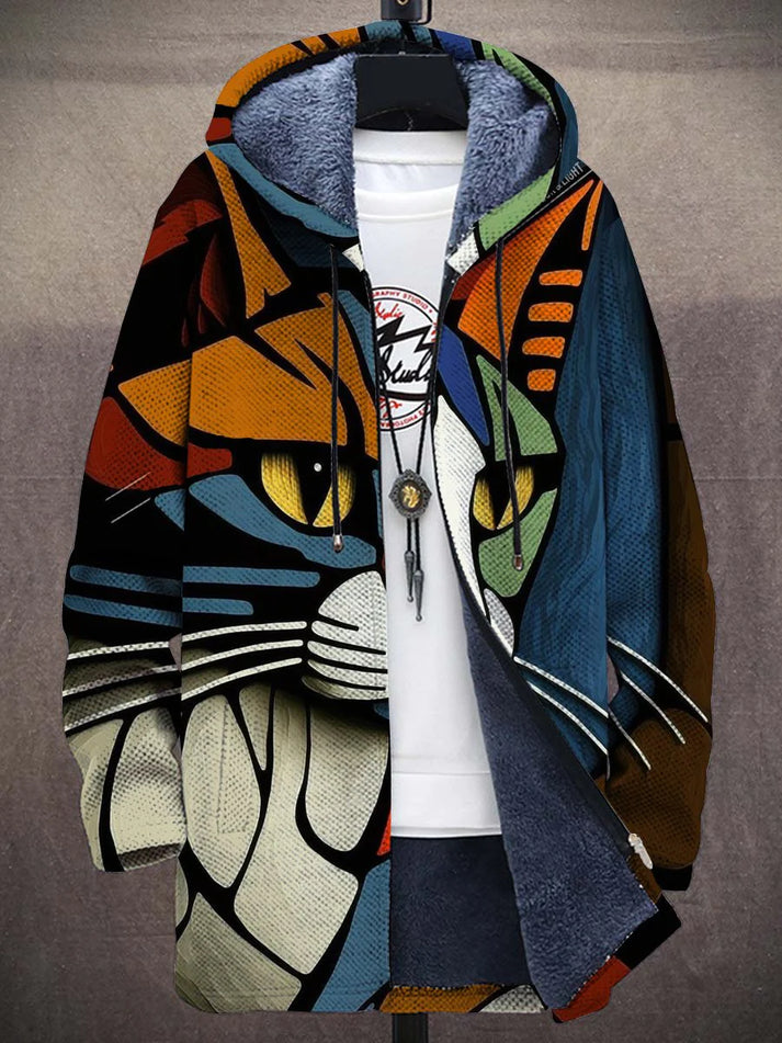 Katachtige | Fleece gevoerd vest met kattenprint